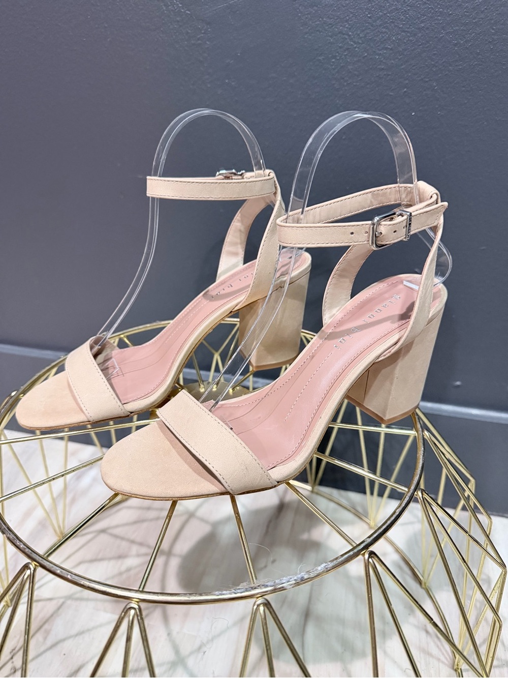 Gianni Bini Nude Block Heel Sandals Ankle Strap Heels